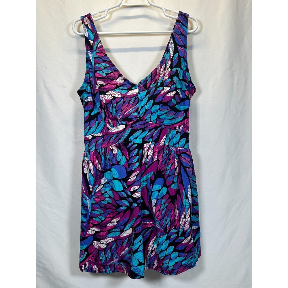 Swim Dress Plus Size 22 Tummy Slimmer Empire Swimsuit Skirt Full Coverage Purple